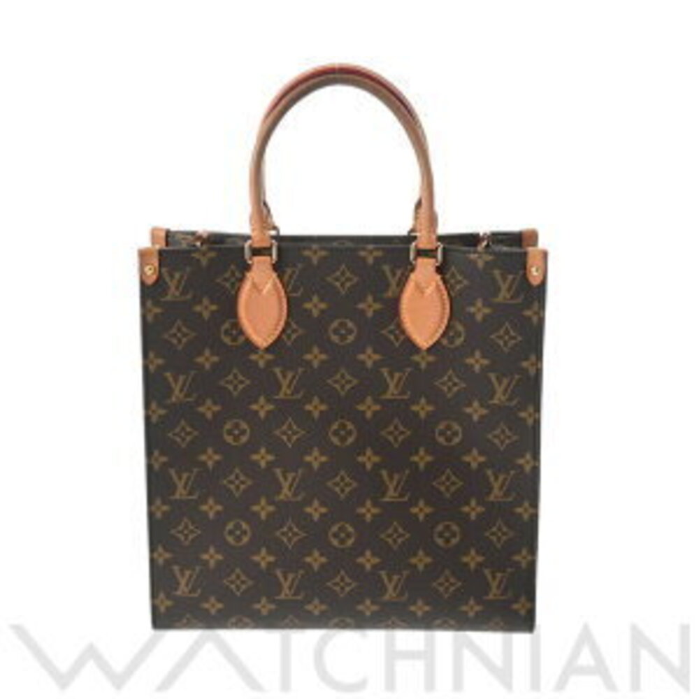 Louis Vuitton Monogram Sac Plat Tote Bag Brown Red Canvas Handbag